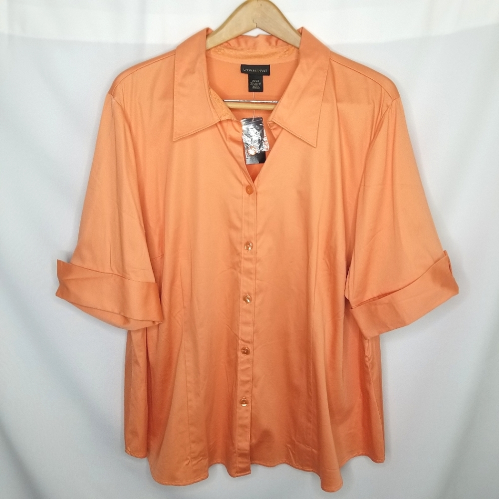 Lane Bryant - Peach Button Down Collared Blouse